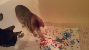 The Kitten Artists working on a Masterpiece